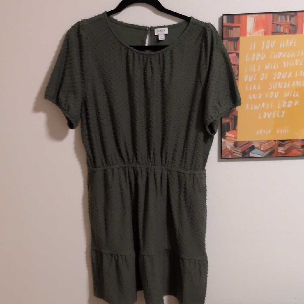 J. Crew Textured Mini Dress in Olive